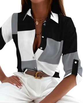Элегантная рубашка с геометрическим рисунком серый / L-XL