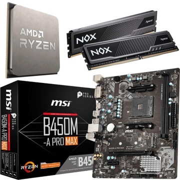 Комплект материнская плата MSI B450M + процессор AMD RYZEN 5 3600 6x4 , 2G + оперативная память 16GB