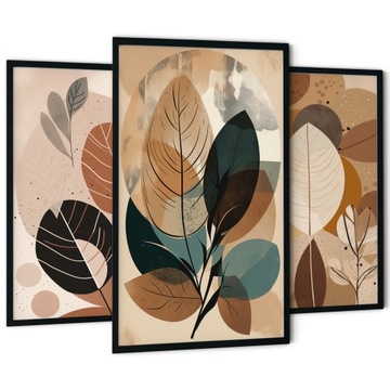 Набір з 3 картин для вітальні спальні стіни триптих бохо абстрактні листя
