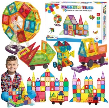 Кольорові магнітні будівельні блоки 3D XXL MAGNETIC TILES 130 Elem.