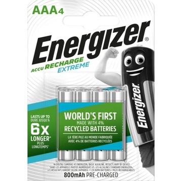 4X акумуляторна батарея Energizer EXTREME AAA HR3 BL4 800mAh