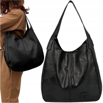 Сумка черная вместительная шоппер женская сумка на плечо большая
