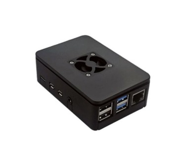 Черный корпус с вентилятором и радиаторами для Raspberry Pi 4 B
