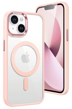 Чехол для iPhone 13 / iPhone 14 розовый для MagSafe чехол порошок розовый + стекло 9H