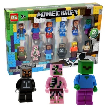 Minecraft строительные блоки фигурки 12 штук + аксессуар. к. Лего