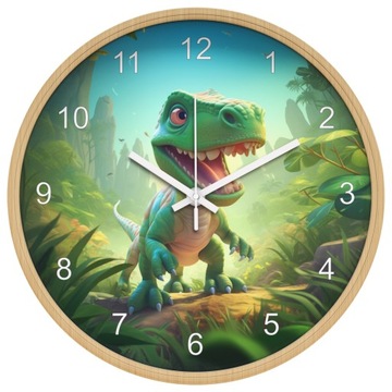 Бесшумные настенные часы с динозавром 25 см