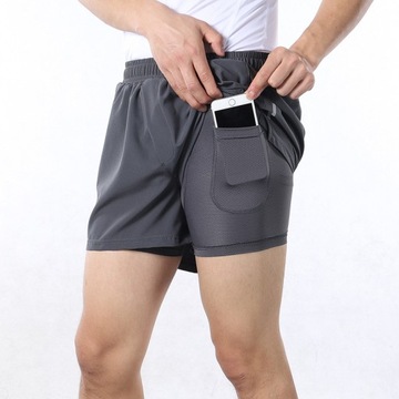 Мужские шорты для бега 2в1, внутренний карман