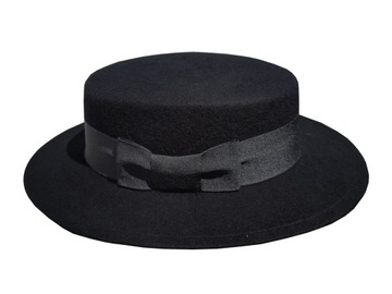 Мужская фетровая шляпа канотье черный 57 см