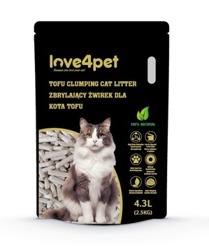 Love4pet комковатый кошачий помет органический для кошки тофу 2,5 кг 4,3 л