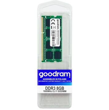 Оперативна пам'ять DDR3 Goodram 8 Гб DDR3L 1600 МГц CL11 SoDIMM для ноутбука miniPC