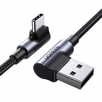 UGREEN КАБЕЛЬ КАБЕЛЬ USB-A К USB C УГЛОВОЙ 90 ГРАДУСОВ QC 3.0 PD 3A ОПЛЕТКА 1М