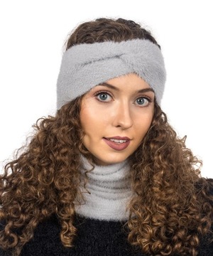 Жіноча пов'язка на голову з альпаки світло-сіра