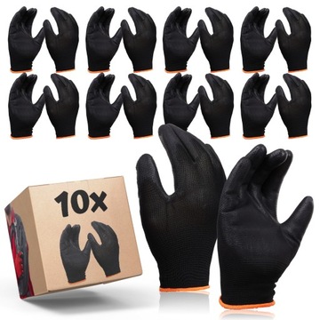 10 пар поліуретанових робочих рукавичок RTEPO якість PU Roz 9