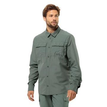 Мужская походная рубашка Jack Wolfskin Barrier L / S Hedge green L