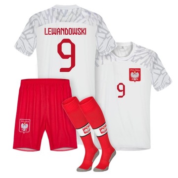LEWANDOWSKI 9 футбольна форма комплект Джерсі шорти гетри Польща 152