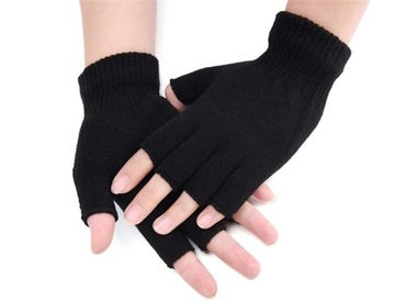 Рукавички рукавиці чорні класичні Осінь Зима Жіночі Чоловічі без пальців