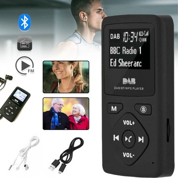 МІНІ-РАДІО DAB КИШЕНЬКОВИЙ FM BLUETOOTH MP3 МУЗИЧНИЙ ПЛЕЄР З НАВУШНИКАМИ