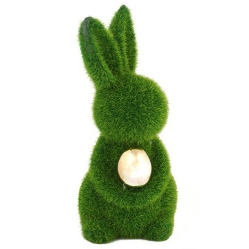 Заяц флокированный с яйцом 18см зеленый с волосками