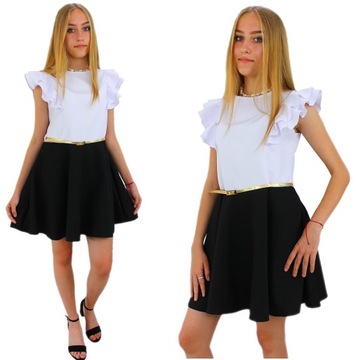 Торжественное платье бело-черная школа 158