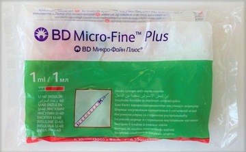 BD Micro-Fine Plus, 10x инсулиновый шприц 1 мл