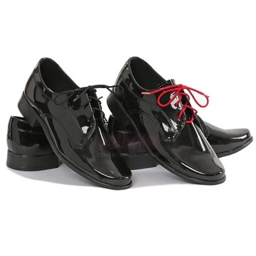 Взуття для причастя для хлопчика взуття для причастя чорна лакована шкіра причастя OM18-31