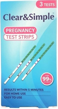Clear & Simple домашний тест на беременность 99% полоски 3x