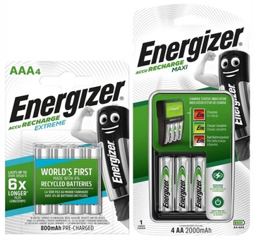Зарядний пристрій ENERGIZER + батареї AA R6 + AAA R3
