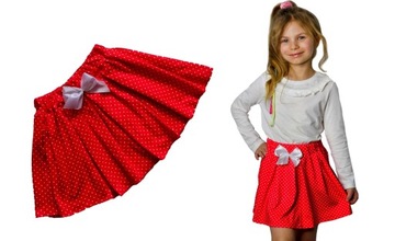 Детская юбка в красный горошек с бантом на резинке 122/128 7-8 лет
