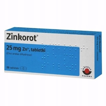 Zinkorot 25 мг Zn2 + 25 мг Цинк препарат 20 таблеток