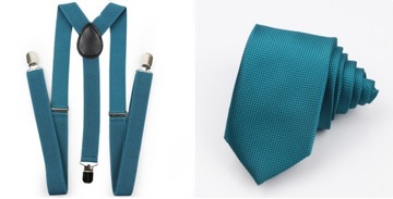 Подтяжки для брюк мужские морские и галстук мужские морские / бирюзовые
