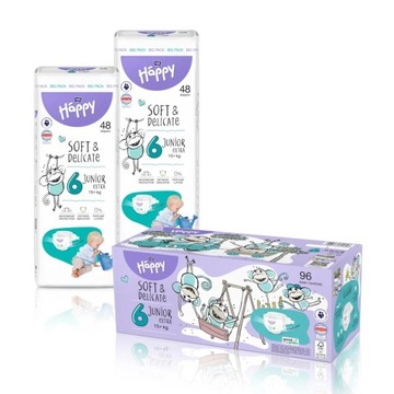 Bella Happy пеленки 6 Junior Extra BOX 96 шт.