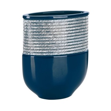 Украшенная темно-синяя серебряная керамическая ваза H28