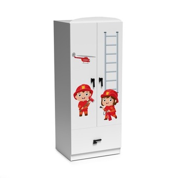 Детский двухдверный шкаф с мотивом пожарного