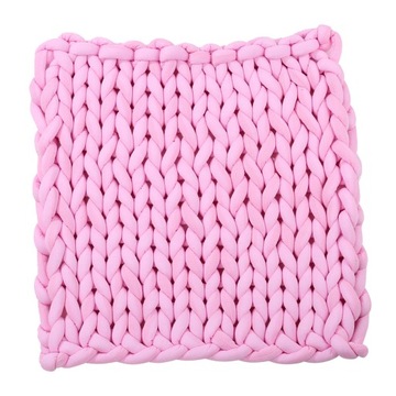 Одеяло для вязания крючком ручной работы, теплое, толстое, толстое, вязаное 120 x 100 см-розовый
