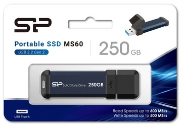 Зовнішній твердотільний накопичувач Silicon Power MS60 250GB USB-A 3.2 600/500 МБ / з