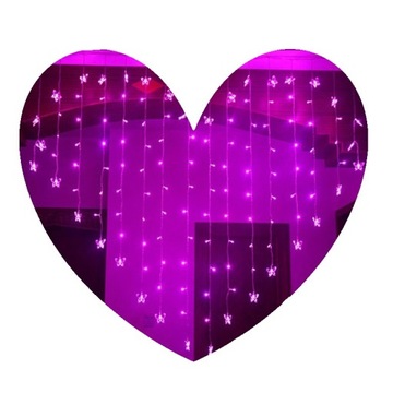 Світлодіодна світлова фіранка серце 2 x 1,5 м фіолетовий