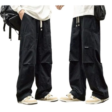 Модные мужские брюки-карго с прямой ногой, свободные брюки с карманами
