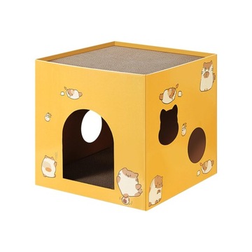 Картонный домик для кошек с когтеточками картонная коробка для кошек из гофрированного картона желтый S