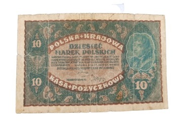 Польський польський банкнота 10 марок 1919 Польща