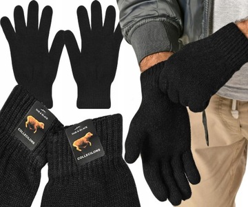 Чоловічі зимові теплі вовняні рукавички чорного кольору