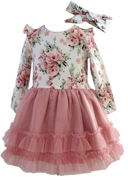 Тюль 104 платье оголовье цветы розовый пудровый розовый с оборками свадьба