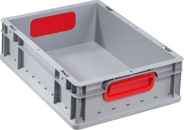 EuroBox 412, 400x300x120mm, закриті ручки, сірий / червоний