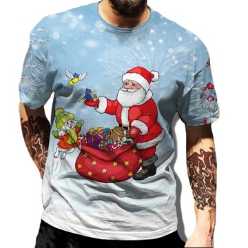 Santa Claus Pattern Men's футболка Elk Print Man Sh