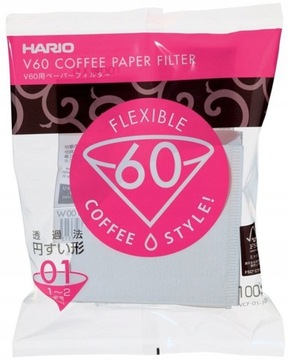 Бумажные фильтры для капельного Hario V60-01 белый 100 шт оригинал