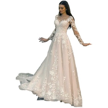 Свадебное платье трапециевидной формы-A рукава блеск 46 XXXL для больше