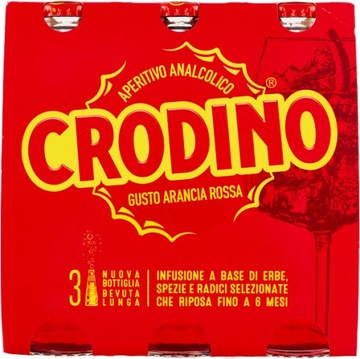 Коктейль Rosso 3x 175 мл-Crodino аперитив італійський смачний для напоїв скло