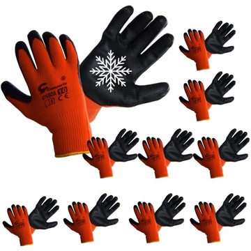 Зимові робочі рукавички теплі в'язані товсті Латексні з покриттям x10 пар