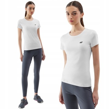 Жіноча футболка з бавовни 4F, тонка спортивна футболка з обмеженим тиражем SS24