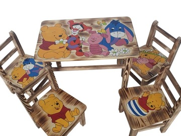 Детская деревянная мебель журнальный столик + 4 стульчика!!