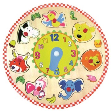 Обучающая головоломка с животными часы для детей